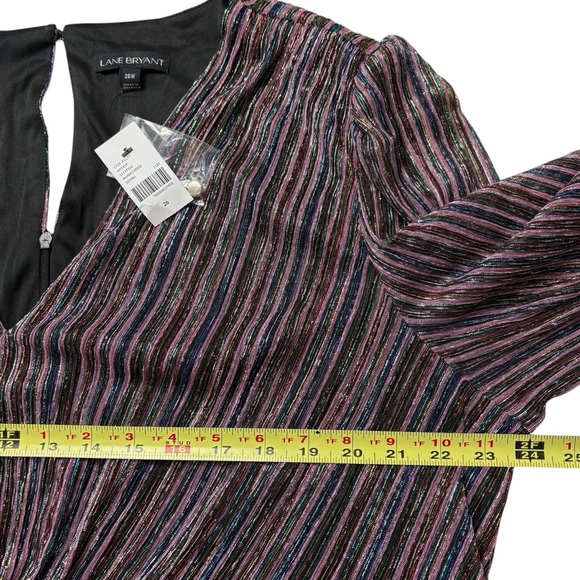 NEW Lane Bryant Metallic Rainbow Midi Dress Size 26W V-Neck Sheer Lined - Picture 6 of 12